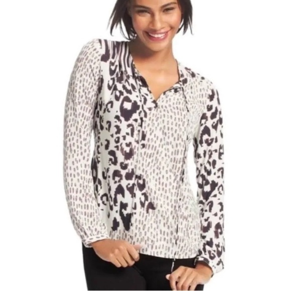 CAbi Tops - CAbi Mixed Animal Print Faux Wrap Long Sleeve Blouse #590 Size Small